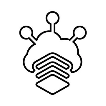 Cdn, layers, big data icon. Outline vector. Illustrazione stock