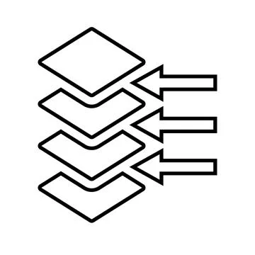Cdn, layers, big data line icon. Outline vector. Stock Illustration