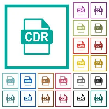 CDR file format flat color icons with quadrant frames Stock Illustration
