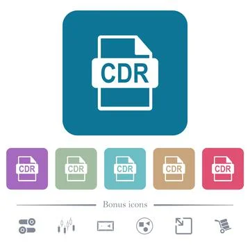 CDR file format flat icons on color rounded square backgrounds イラスト素材