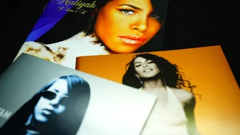 CDs and artwork of the American singer, ... | Stock Video | Pond5