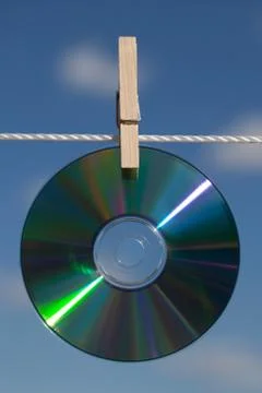 A cds on a clotheslines Stock Photos