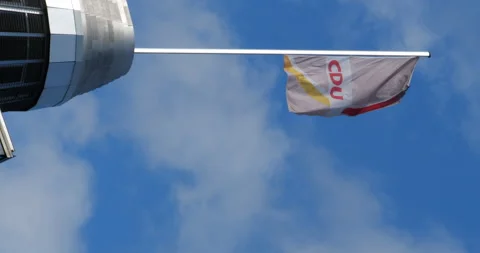 CDU Flag in Wind close vertical Stock Footage 205790575