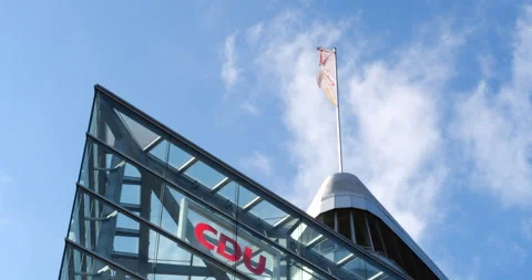 CDU main office with Flag in Wind Stock Footage 205843332