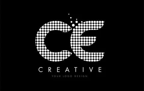 CE C E Letter Logo Design White Magenta Dots and Swoosh Stock-Illustration