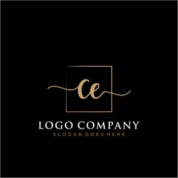 CE Initial handwriting logo with rectangle template vector Stock Illustration