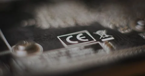 CE logo on the surface of the electronic board Stock Footage 190921116