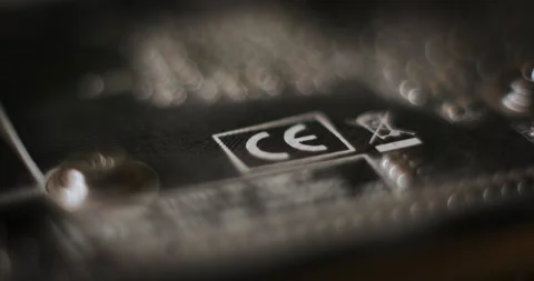 CE logo on the surface of the electronic board Stock Footage 194655085
