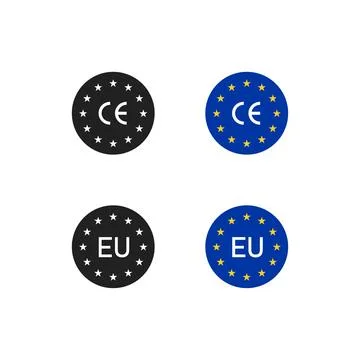 CE mark, eu icon logo. Europe sign, europian flag symbol. Euro sertificate .. Stock Illustration