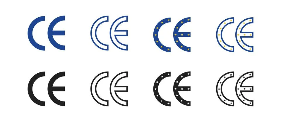 CE mark icon. CE marking  for product packaging. CE symbol isolated on white  Stock Illustration