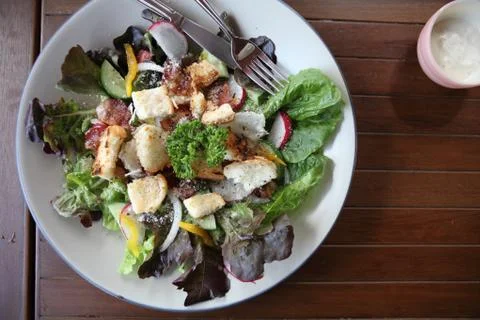 Ceacar salad in close up Stock Photos