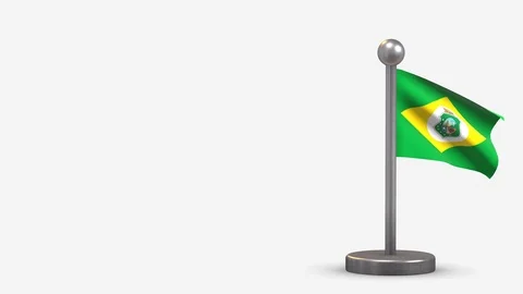 Ceara 3D waving flag animation on tiny flagpole. Stock Footage 120789889