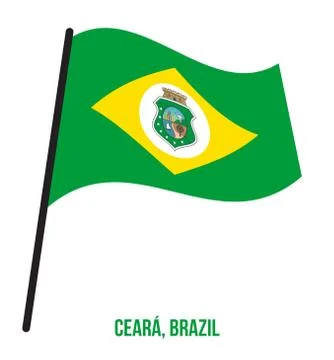 Ceara Flag Waving Vector Illustration on White Background. States Flag of Brazil Illustrazione stock