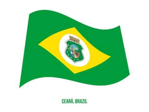 Ceara Flag Waving Vector Illustration on White Background. States Flag of Brazil Stock Illustration