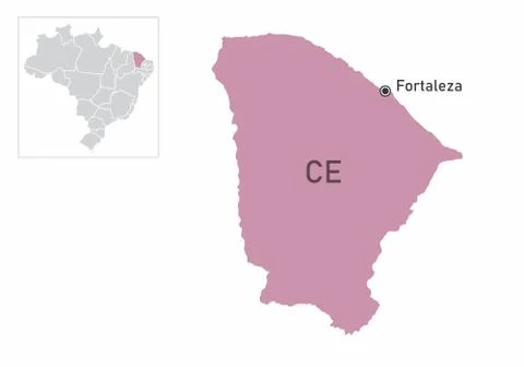 Ceara State map illustration Stock Illustration