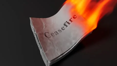 Ceasefire Agreement Document Being Consumed By Fire Видео 332748515