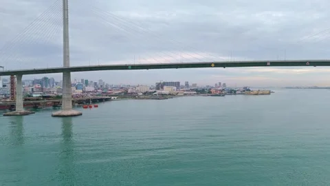 The Cebu-Cordova Link Expressway: Engineering Marvel from Above Stock Footage 291144774
