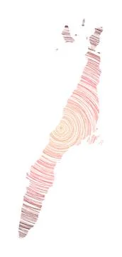 Cebu map filled with concentric circles. Sketch style circles in shape of t.. Stockillustratie