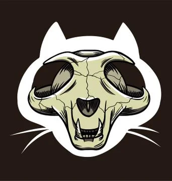 Cector cartoon shape of cat head with skull Stock Illustration