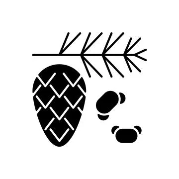 Cedar and pine tree pollen black glyph icon Illustrazione stock
