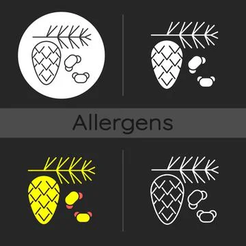 Cedar and pine tree pollen dark theme icon 스톡 일러스트