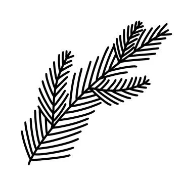 Cedar branch vector icon. Hand-drawn illustration isolated on white Stock Illustration