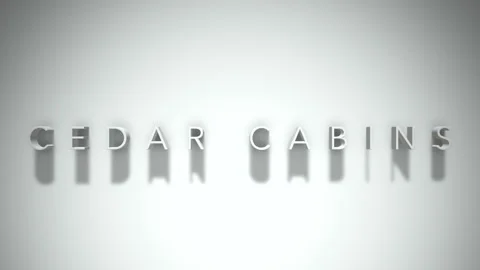 Cedar cabins 3D title animation with shadows on a white background Video stock 297857075