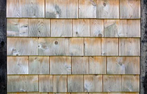 Cedar shingle wall texture background traditional natural wood house Stock Photos