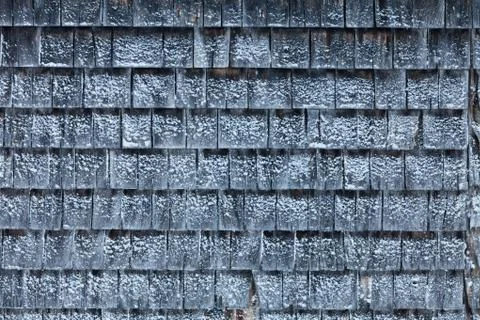 Cedar shingles during a cold winter day Stock-Fotos