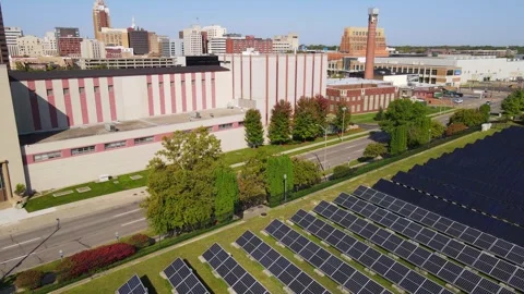 Cedar Street Solar Array in downtown Lansing Michigan, USA - August 15, 2024 Stock Footage 303614322
