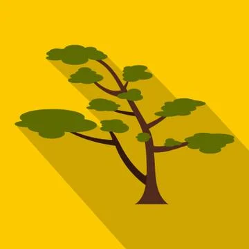 Cedar tree icon, flat style Stock Illustration