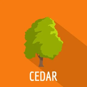 Cedar tree icon, flat style Stock Illustration