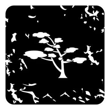 Cedar tree icon, grunge style Stock Illustration