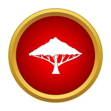 Cedar tree icon on red button design Stock Illustration