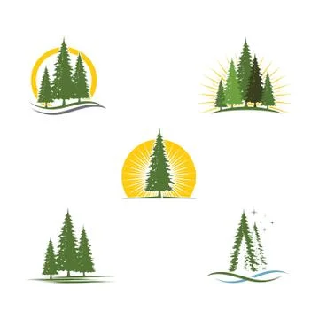 Cedar tree Logo template vector icon Illustrazione stock