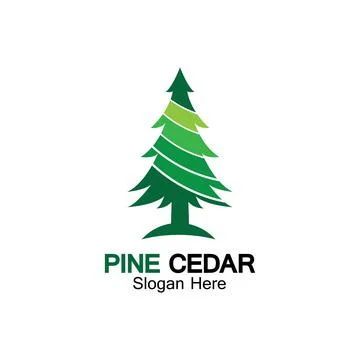 Cedar tree logo template vector icon design Illustrazione stock