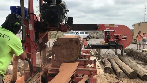 Cedar Trunk in Sawmill Stock Footage 131896621