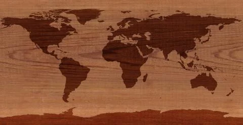 Cedar Wood World Map Stockillustratie