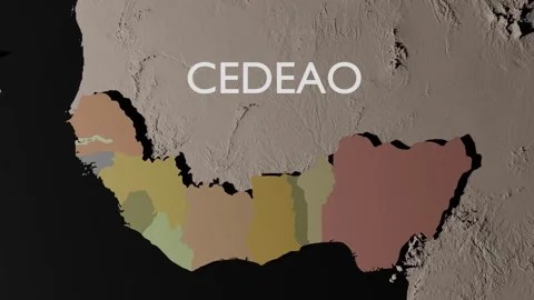 CEDEAO map animated in 3D Vídeos de archivo 335588203