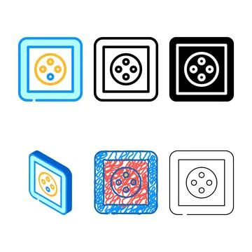 Cee 7 5 socket designs color icon vector Stock Illustration