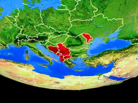CEFTA countries from space on Earth Stock Illustration