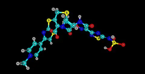 Ceftaroline molecular structure isolated on black Illustrazione stock