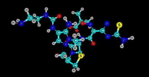 Ceftolozane molecular structure isolated on black Stock Illustration