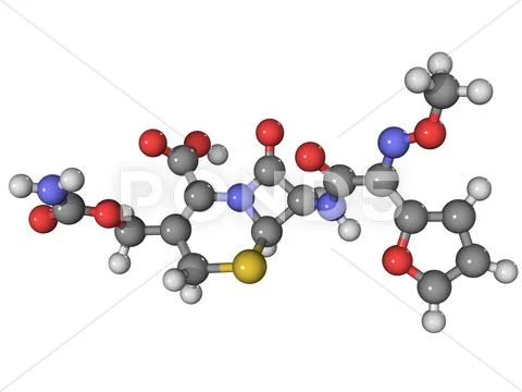Cefuroxime antibiotic molecule Stock Illustration