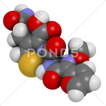 Cefuroxime second generation cephalosporin antibiotic, chemical structure. Stock Illustration