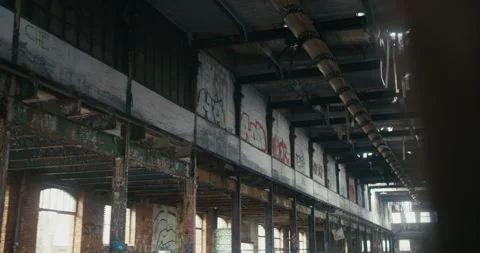 The ceiling of an abandoned industrial building. Stock Footage 300795956