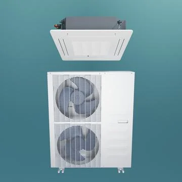 Ceiling air conditioner and big outdoor unit 3d Stock Illustration