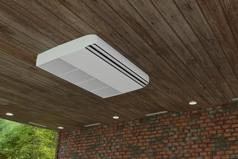 Ceiling air conditioner in large room 3d Stock Photos
