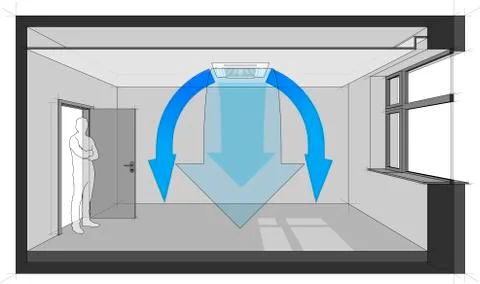Ceiling air conditioning unit diagram Stock Illustration