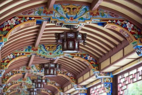 Ceiling of ancient bridge in China Stock-Fotos